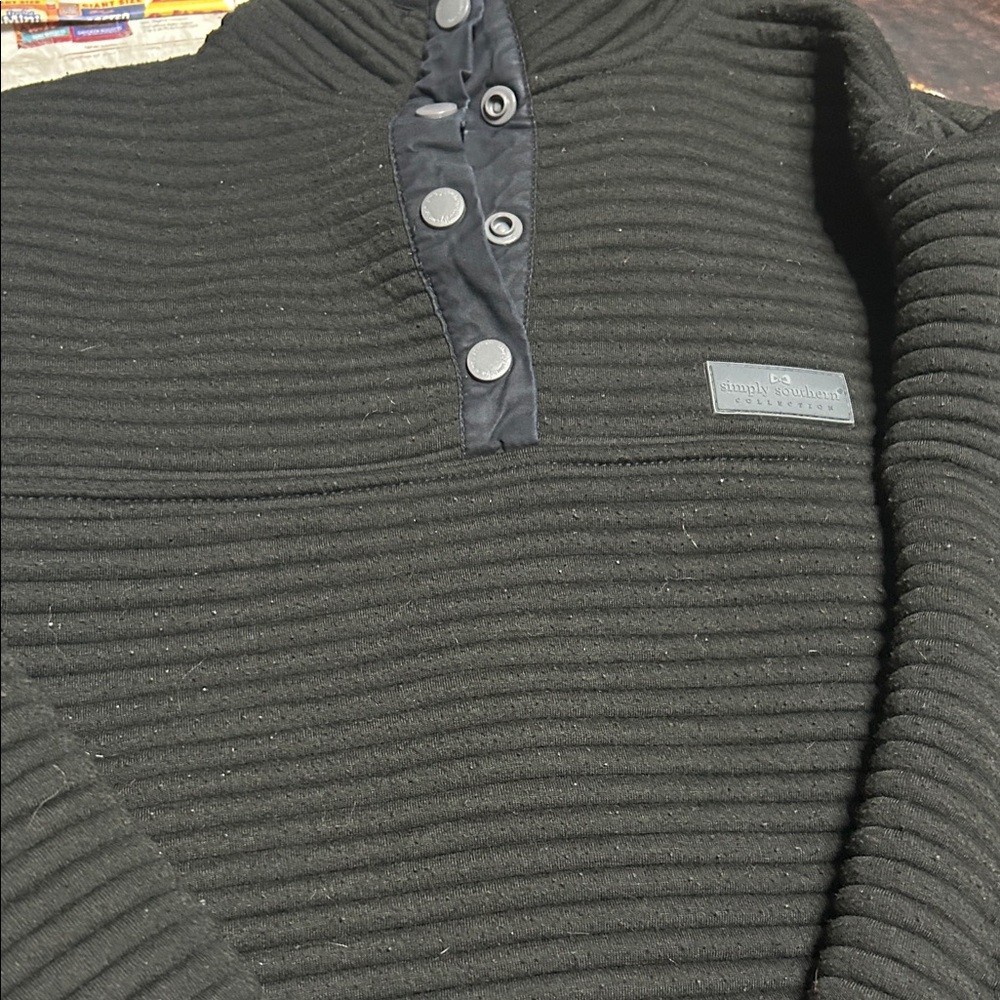 Simply Southern Black Ribbed Puffer Jacket